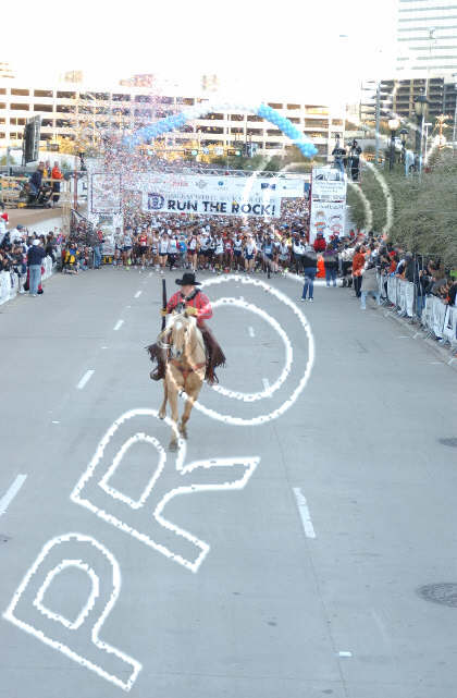 of course the dallas marathon starts with a horse, where's dennis maust?
